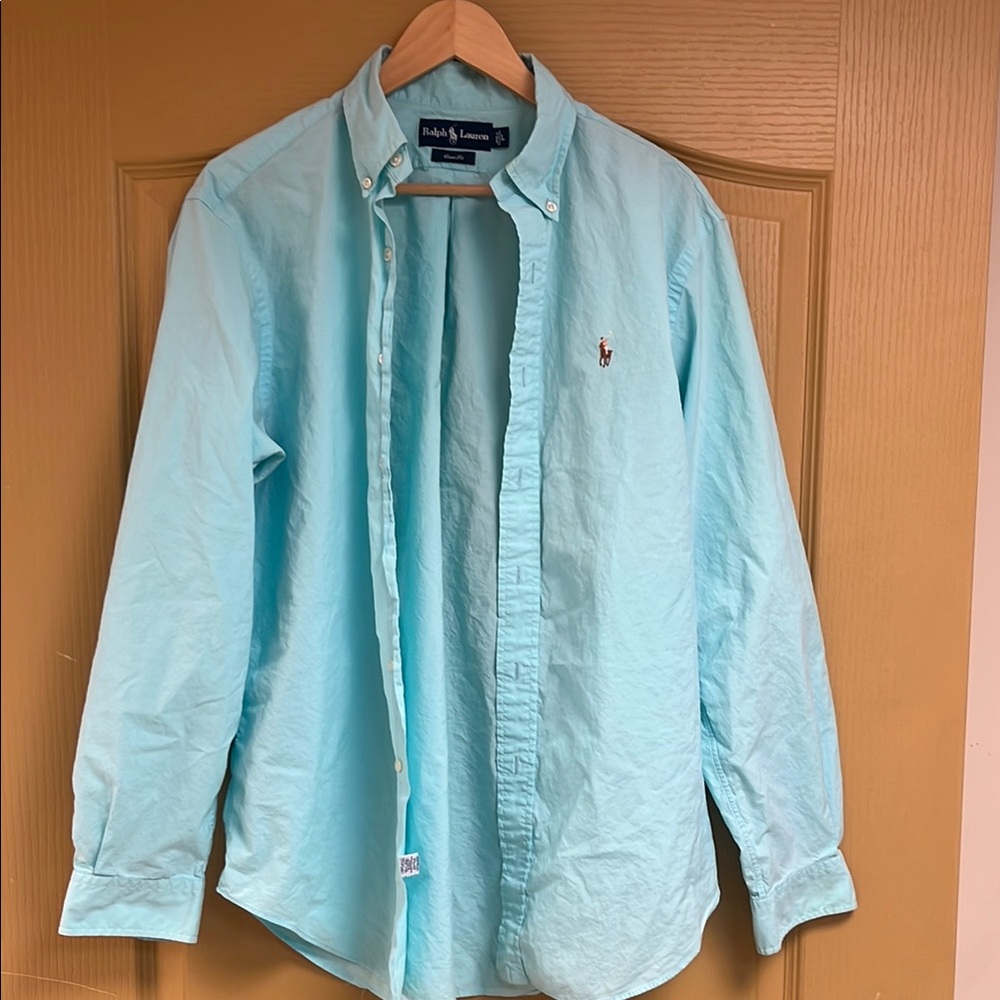 Ralph Lauren Blue Casual Button Down Shirt with Classic Fit